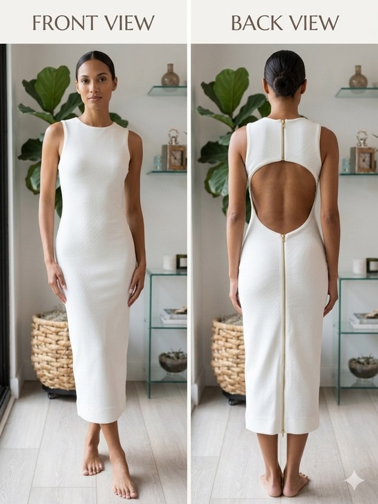 Dress the Population Dresses & Skirts - Dress the Population White Backless Sleeveless Midi Dress